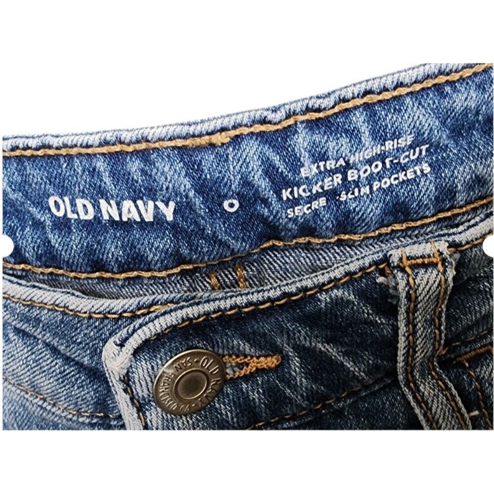 Old Navy Extra High Rise Kicker Boot Cut Jeans Size 0 - Picture 2 of 5